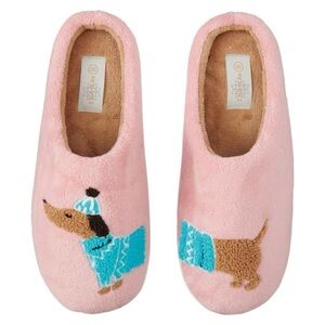 Ladies Daschshund dog pink Slippers 9